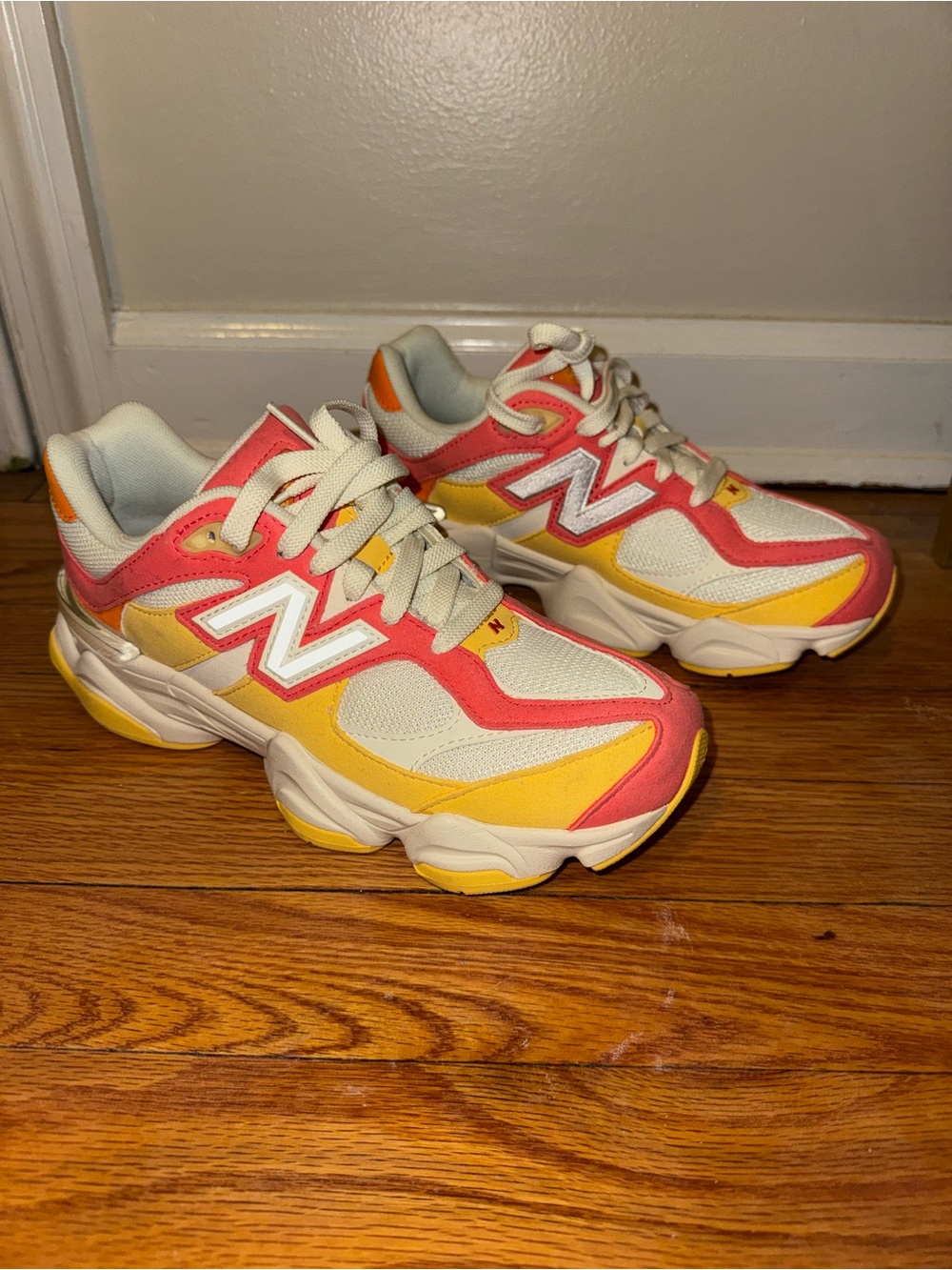 New Balance Kids Retro Runner in Pink, Yellow & White